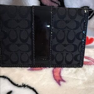 Coach Black Signature Card Case pattern leather preowned